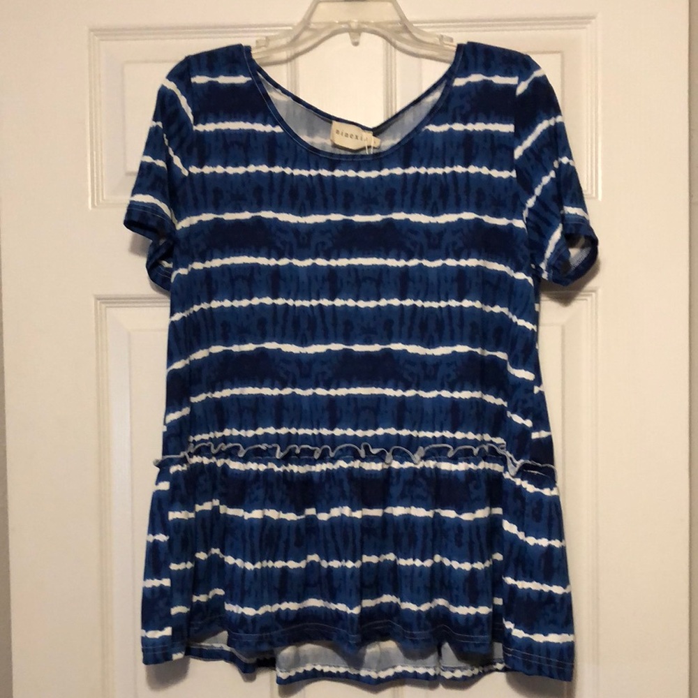 ninexis Blouse Size L Blue & White